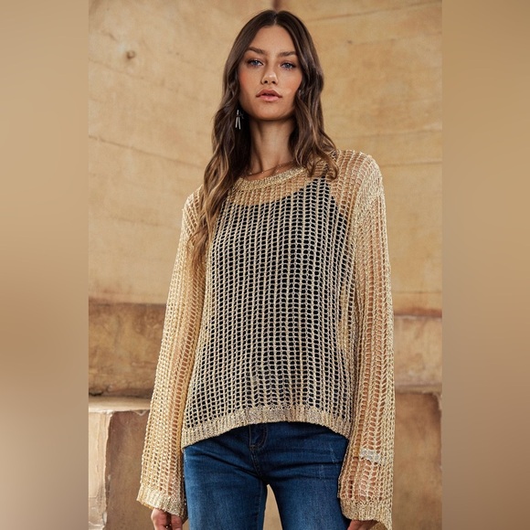 Metallic Crochet Top - Picture 1 of 5